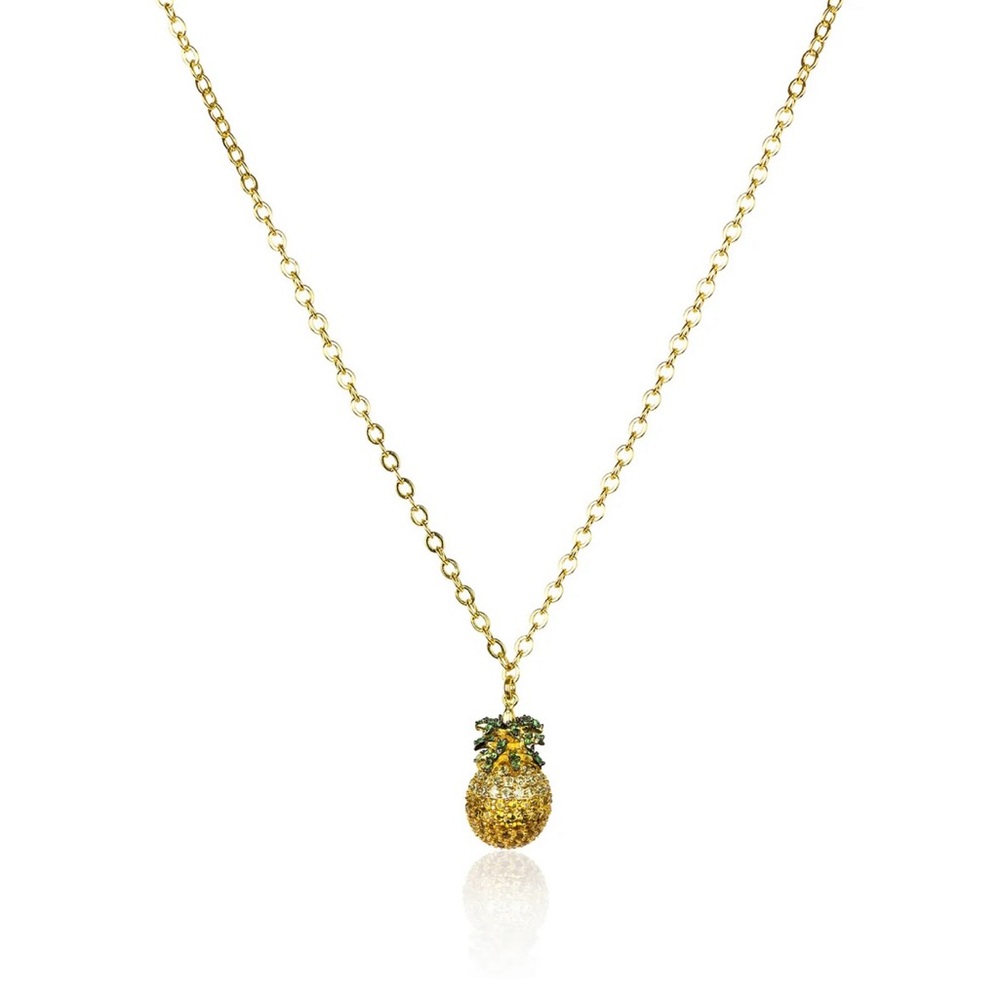 nOir Jewelry Gold and Green Pineapple Necklace